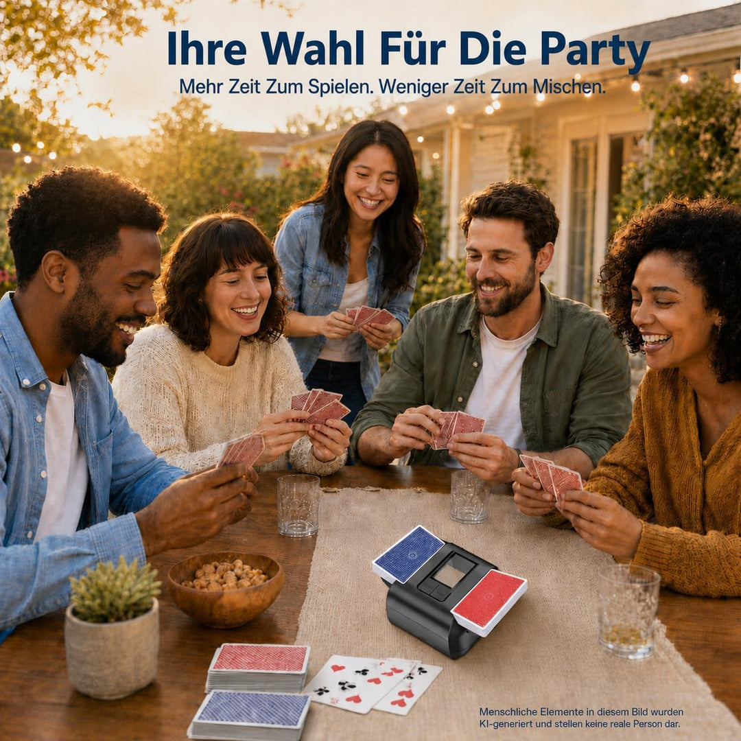 Kartenmischmaschine Elektrische für 1-2 Decks, Auto-Stopp/Manuell | USB-C wiederaufladbar, leisem 65