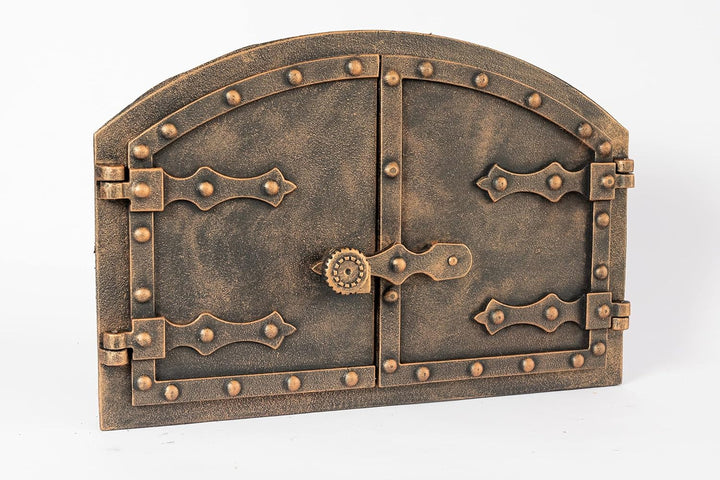 SEZAM doppelte Backofentür aus Gusseisen mit Türriegel, Nietenoptik, Pizzaofentür - Brotofen - Stein