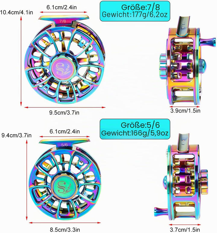 Sougayilang Fliegenfischerrolle Ultraleicht, oxidationsbeständig, CNC-gefrästes Gehäuse und Spule au
