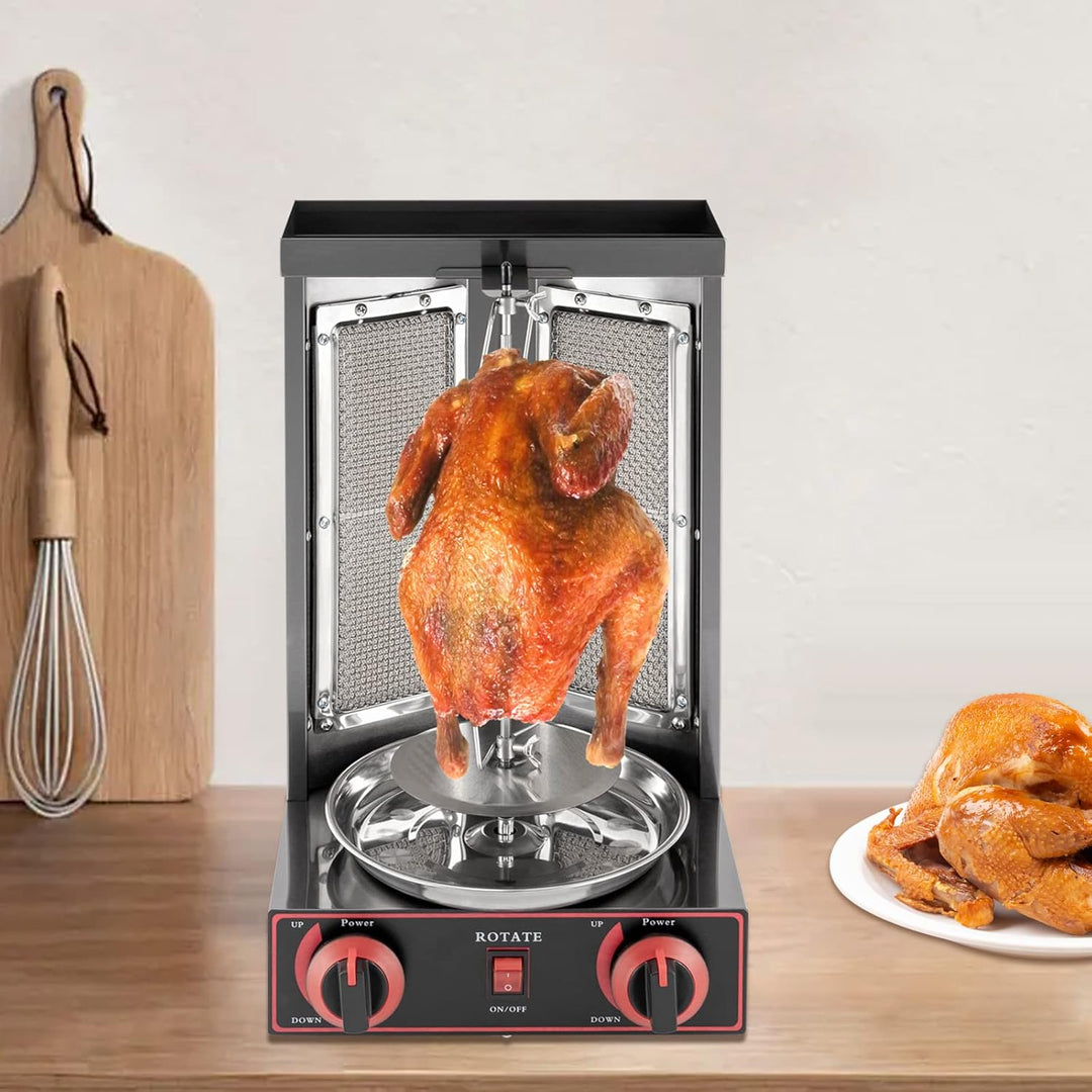3KW Vertikaler Fleischgrill, Hähnchen Kebab Grill, Lamm Döner Edelstahl 360° schwenkbar, elektrische