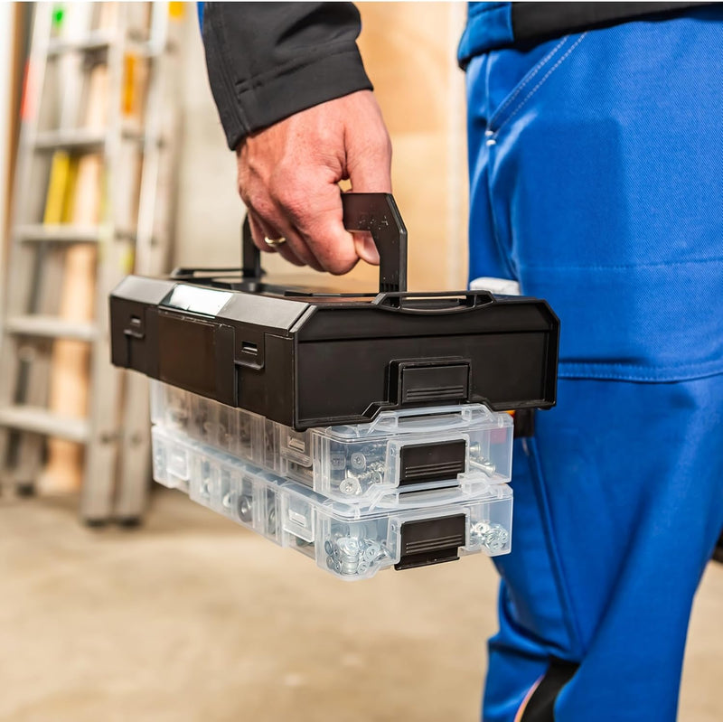 Bosch Sortimo L BOXX Mini anthrazit | 3 Stk. im Set Deckel transparent | Ideale Aufbewahrungsbox Sor