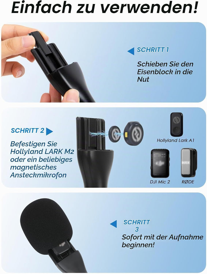 YOUSHARES Handheld Adapter für DJI Mic 3, DJI Mic Mini/1/2, Hollyland Lark M2/A1, Rode Wireless GO 1
