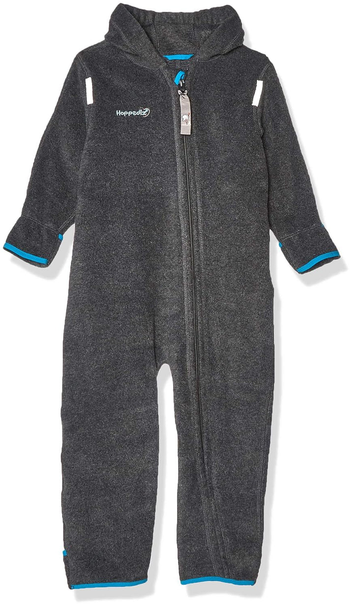 Hoppediz Baby Overall aus Fleece, extra lange Beine - perfekt für die Babytrage, Umschlagbündchen an