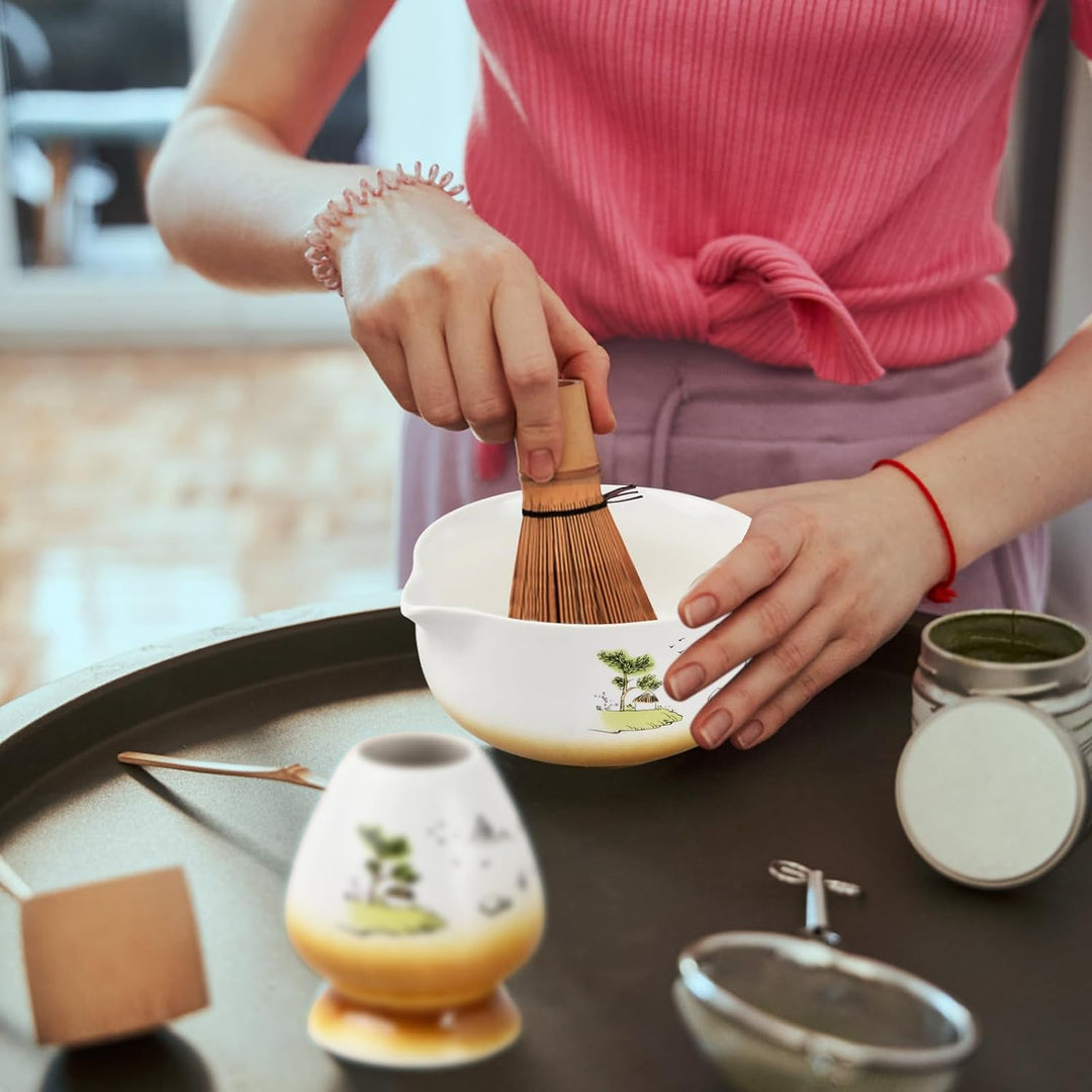 5 in 1 Matcha Set Japanisches Matcha Tee Set mit Matcha Besen, Matcha Schale mit Ausgiesser, Matcha