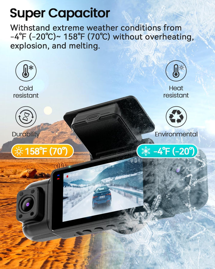 IIWEY N5 Dashcam 4-Kanal 360° Kamera für Auto – 1080P Front, Hinten, Innen, Seiten – Nachtsicht, G-S