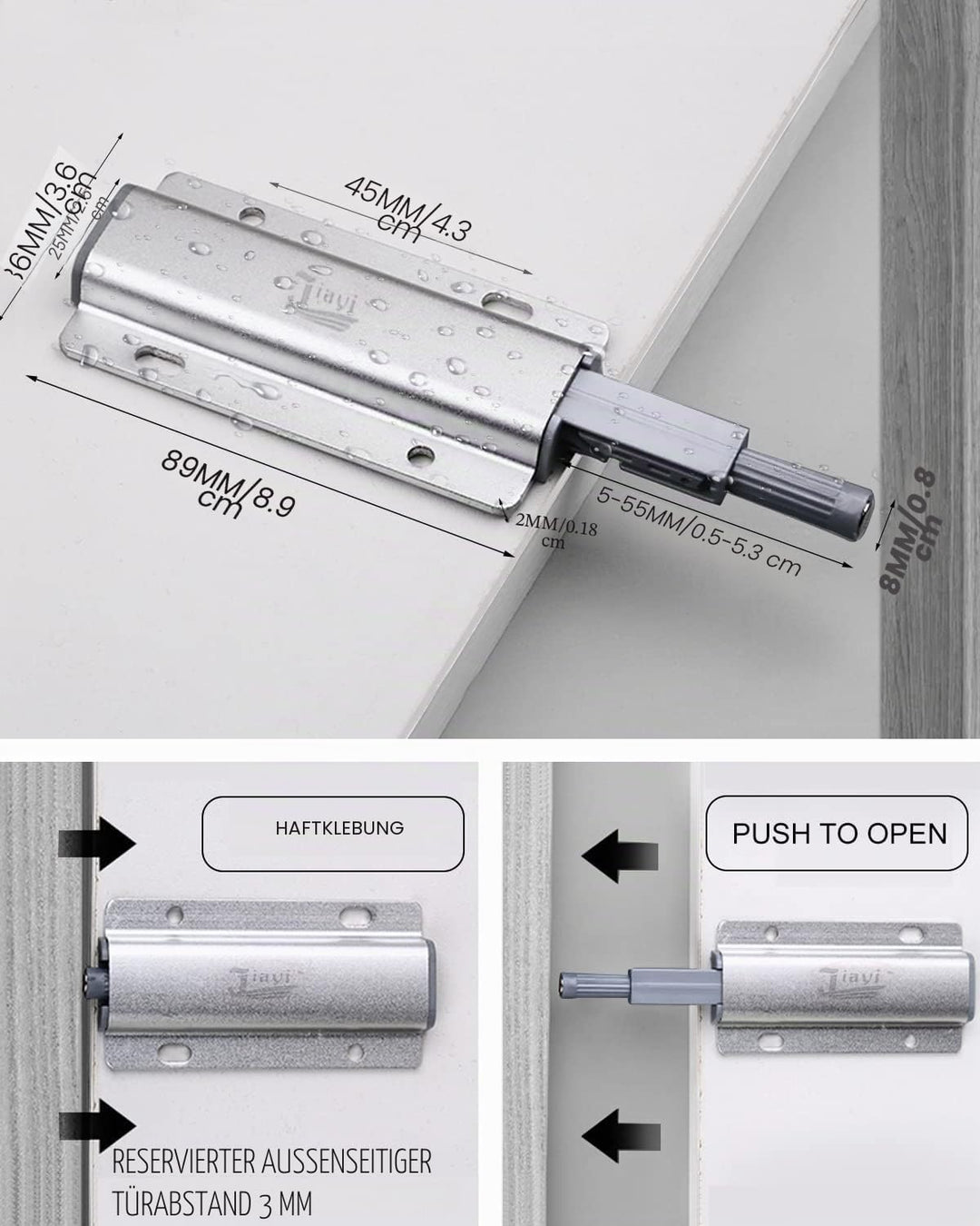 Drucktüröffner Schrank Push to Open Türöffner Jiayi 10 Stück Push Open Magnet Tip On für Türen Möbel