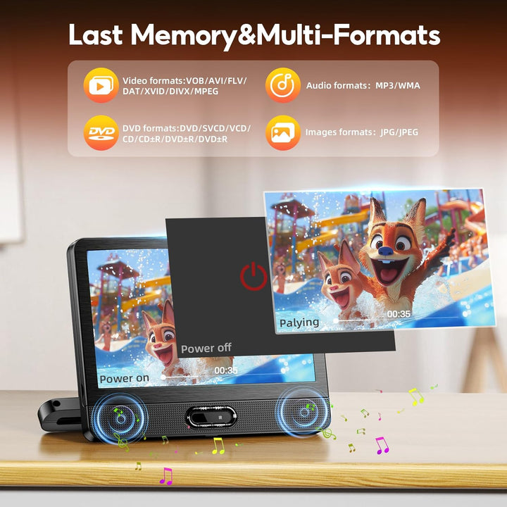 Arafuna 12 Zoll DVD Player Auto, Mirror Link, 1080p Auto Fernseher, DVD Player Auto Kinder Supporte