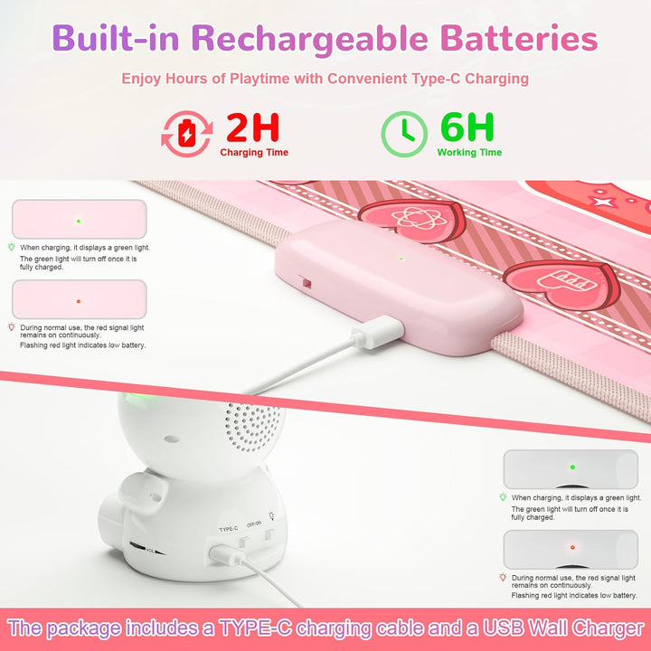 Tanzmatte Kinder, wiederaufladbare leuchtende Tanzmatte mit Bluetooth, 5 Spielmodi & LED-Lichter, We