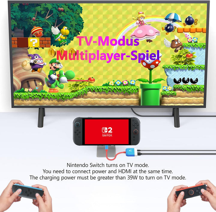 RREAKA Switch 2 Dock Replacement for Nintendo Switch 1&2 Dock, Switch TV Adapter with 4K@60Hz HDMI,