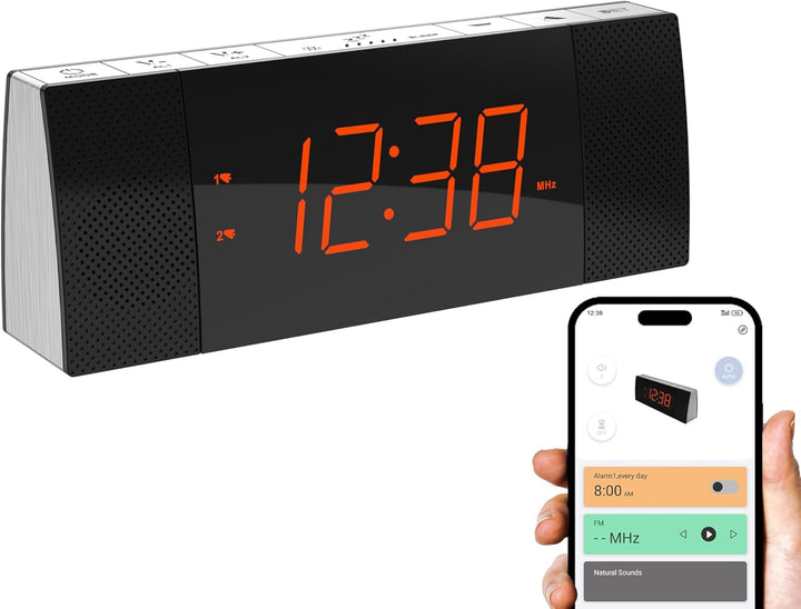 iTOMA RadioWecker mit Bluetooth, FM Radio, Dual Wecker mit Snooze, USB-Aufladung, Auto und manueller
