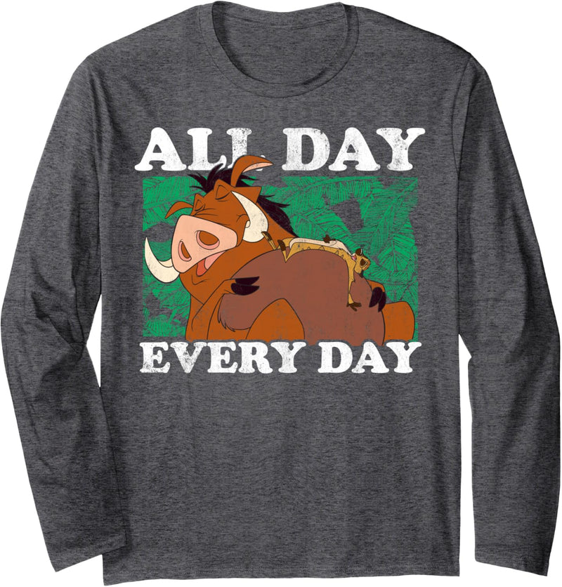 Disney The Lion King Timon & Pumbaa All Day Text Poster Langarmshirt