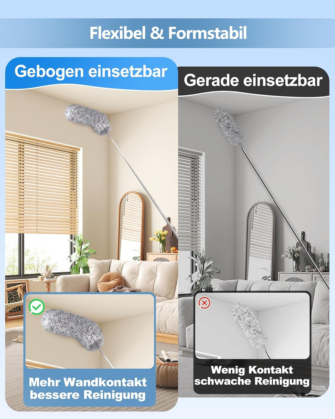 Staubwedel Teleskop Waschbar Duster (Grey, 7PCS), 7PCS