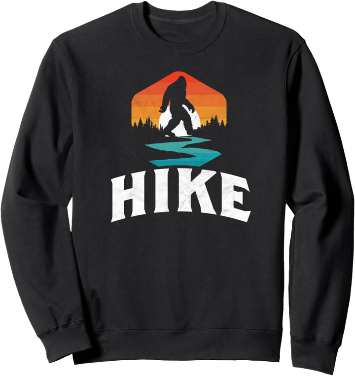 Hike! Vintage Bigfoot Nature & River Hiking Minimalist Retro Sweatshirt