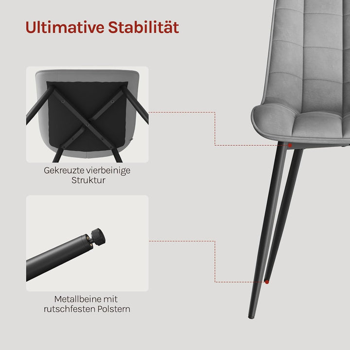 WOLTU® Esszimmerstühle BH142hgr-2 2er Set Küchenstuhl Polsterstuhl Wohnzimmerstuhl Sessel mit Rücken