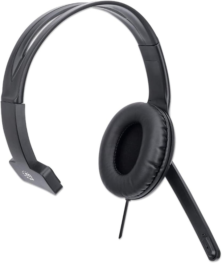 Manhattan Mono-Over-Ear-Headset (USB), Mikrofonarm (gepolstert), Einzelhandelsverpackung, verstellba