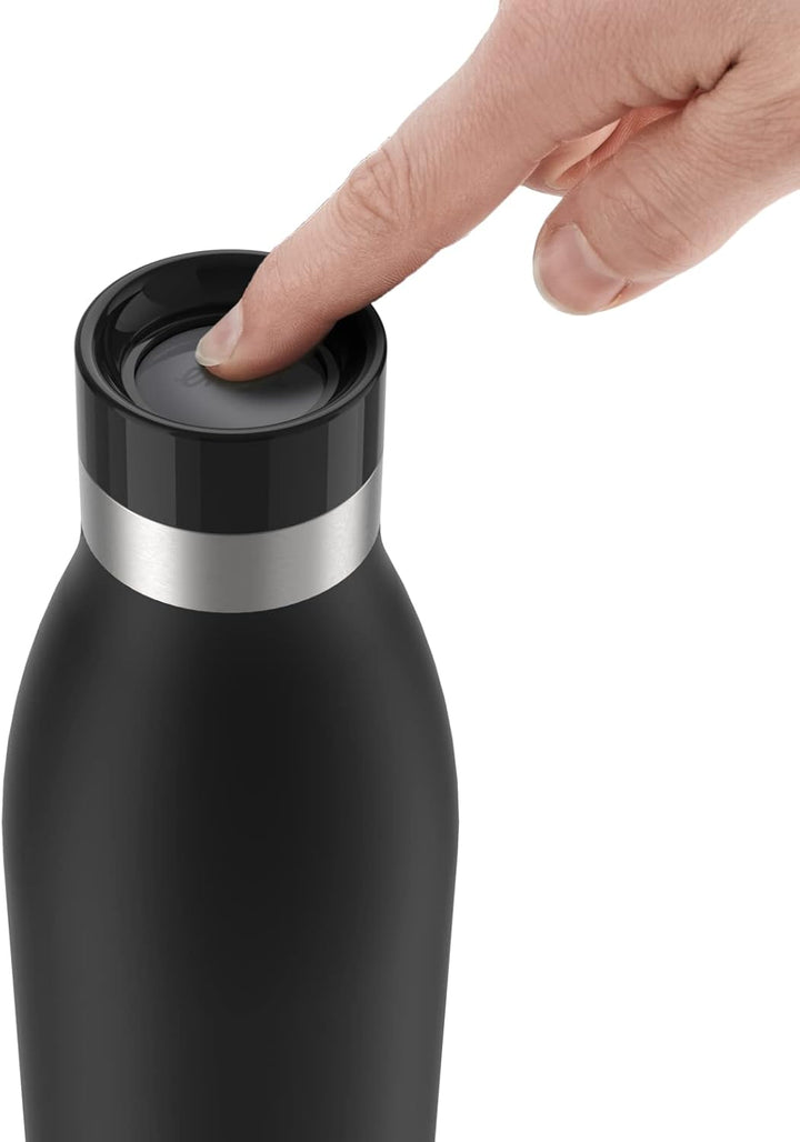 Emsa Bludrop Isolier-Trinkflasche, 0,7 Liter, 100% dicht, Quick-Press Verschluss, Ergonomischer 360°