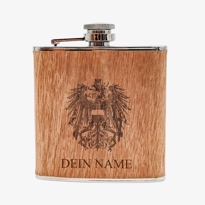 Holz Flachmann mit Österreich Adler - 177ml