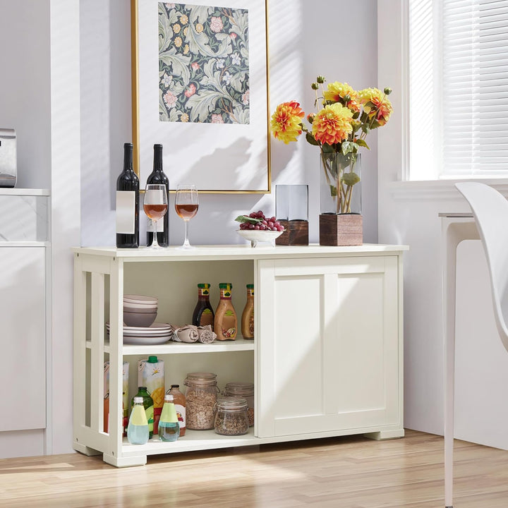 Yaheetech Sideboard Beistellschrank Kommode Esszimmerschrank Schrank mit Schiebetüren 106,7 * 33 * 6