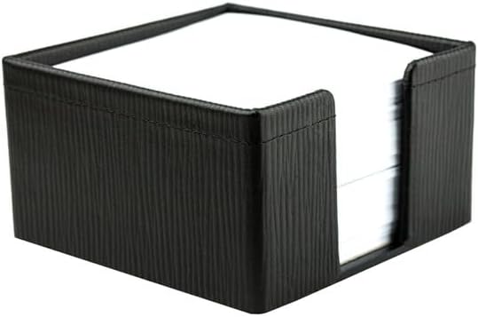 DELMON VARONE - Zettelkasten Premium Leder Manhattan Schwarz - Zettelbox inkl. 500 Blatt Papier, Not