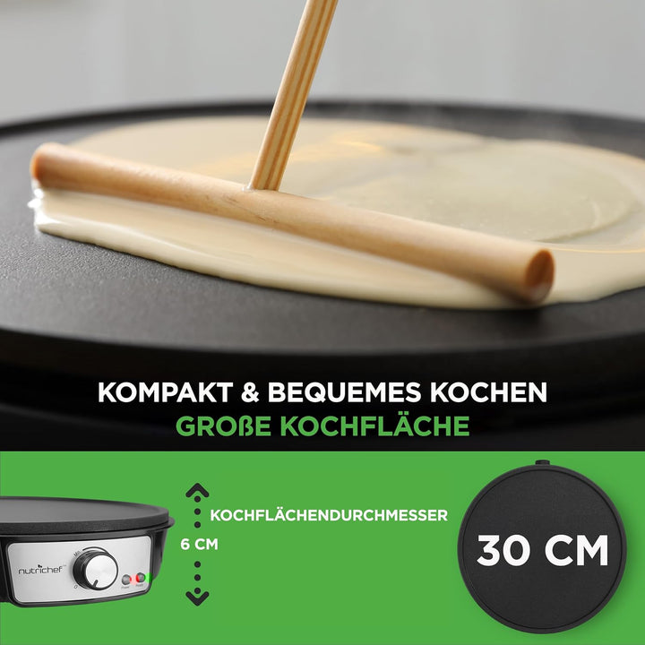 Nutrichef PCRM12EU Elektro-Griddle-Crêpe-Maker-Kochfeld Antihaftbeschichtete 12-Zoll-Aluminium-Kochp