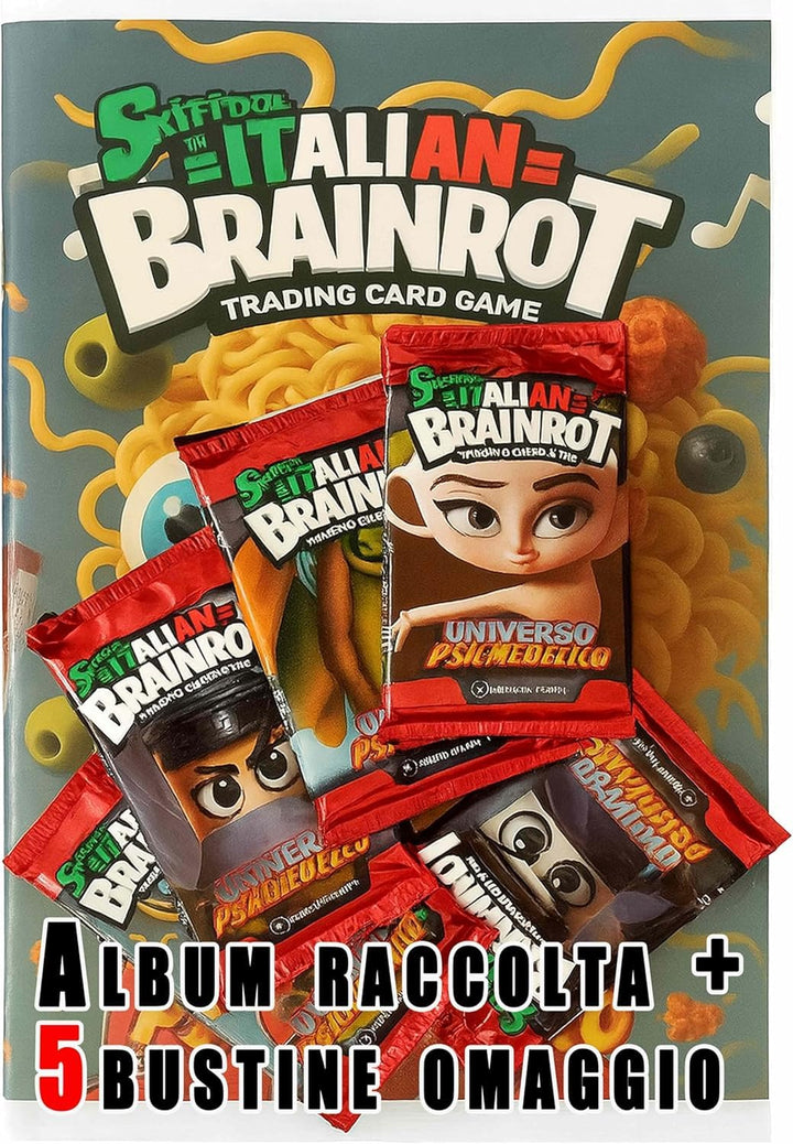 SKIFIDOL ITALIAN BRAINROT Exklusives Album + 5 versiegelte Beutel à 7 Karten - Trading Card Game Kol