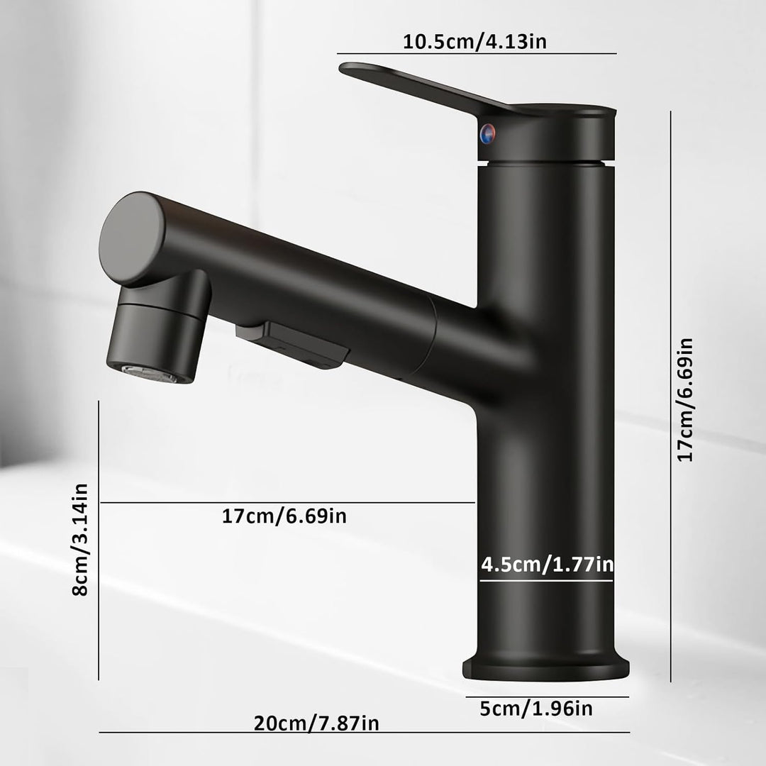Wasserhahn Bad mit Ausziehbar Brause, Hochdruck Waschtischarmatur Einhebelmischer Mischbatterie mit