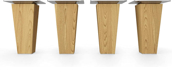 Sossai® Holz-Tischbeine - Clif Square | Öl-Finish | Höhe: 10 cm | HMF3 | eckig, konisch (gerade Ausf