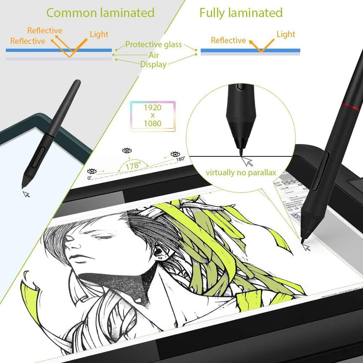 XPPen Grafiktablett mit Display Artist 12 Pro, vollständig laminiertes Display, 11,6 Zoll, 8 Tastenk