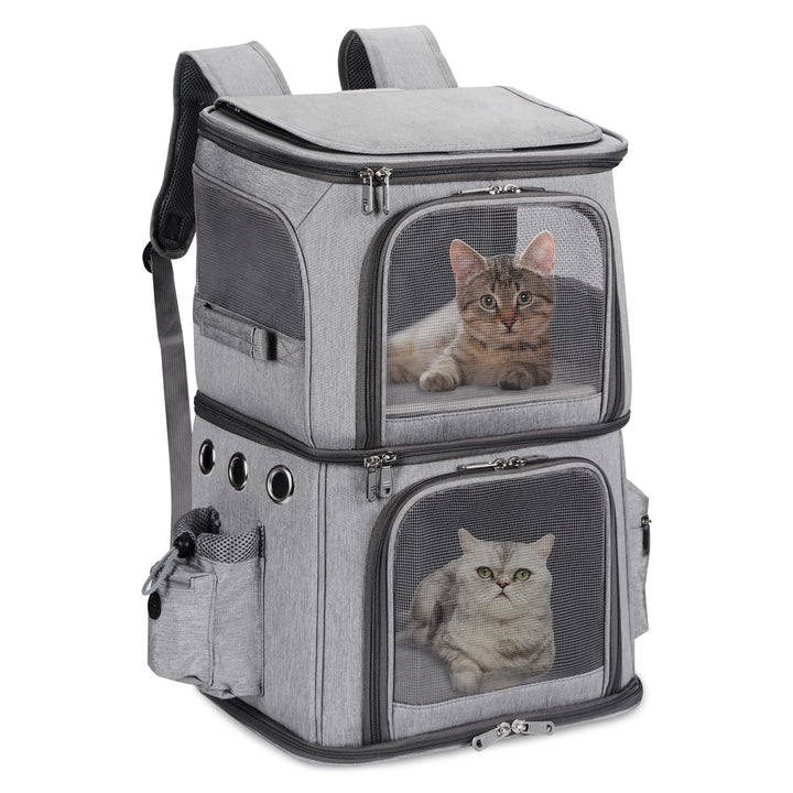 Rucksack für 2 Katzen, 2-in-1, abnehmbares Doppelfach, bis zu 12 kg, Transporttasche, faltbar und be