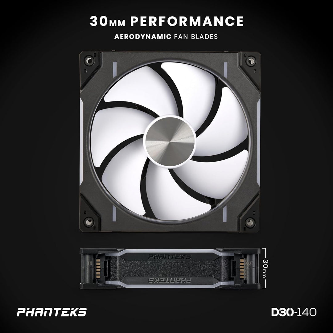 Phanteks D30 PWM Regular Airflow, D-RGB Lüfter, 3er Pack - 140mm, schwarz Standard x3 Black, Standar