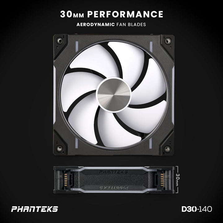 Phanteks D30 PWM Regular Airflow, D-RGB Lüfter, 3er Pack - 140mm, schwarz Standard x3 Black, Standar