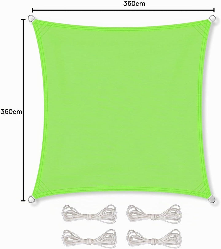 CelinaSun Sonnensegel inkl Befestigungsseile Premium PES wasserabweisend imprägniert Quadrat 3,6 x 3