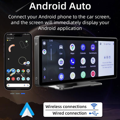 Sunweyer Tragbarer Apple CarPlay-Bildschirm und Android Auto Wireless Display Autoradio, 9,3-Zoll-HD