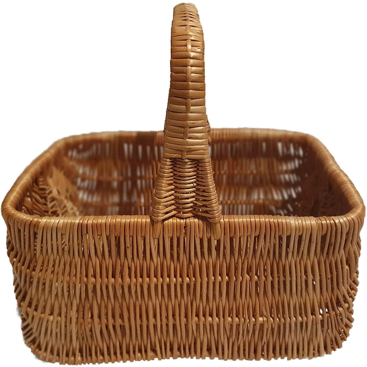 Einkaufskorb aus Weide rechteckig Braun 42x32x38 cm