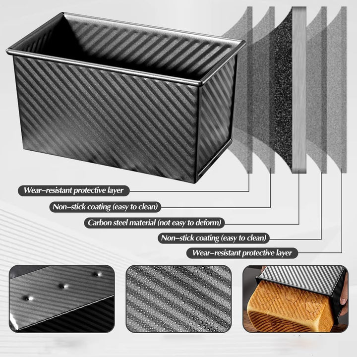 Toastbrotform Aluminium, Toastbrot Backform Mit Deckel 450g, Brot Antihaft Brotformen, Mit Teigschab