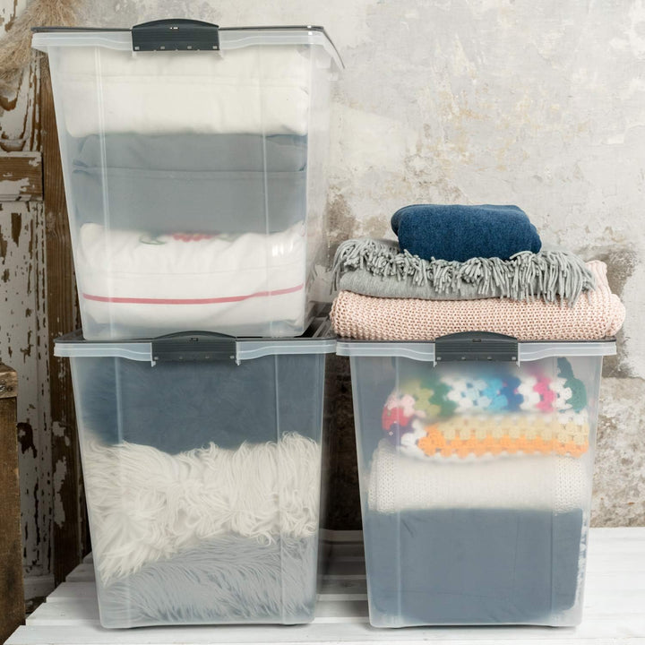 3er-Set Aufbewahrungsbox 70l mit Deckel und Rollen 3x70l Anthrazit/Transparent, 3x70l Anthrazit/Tran