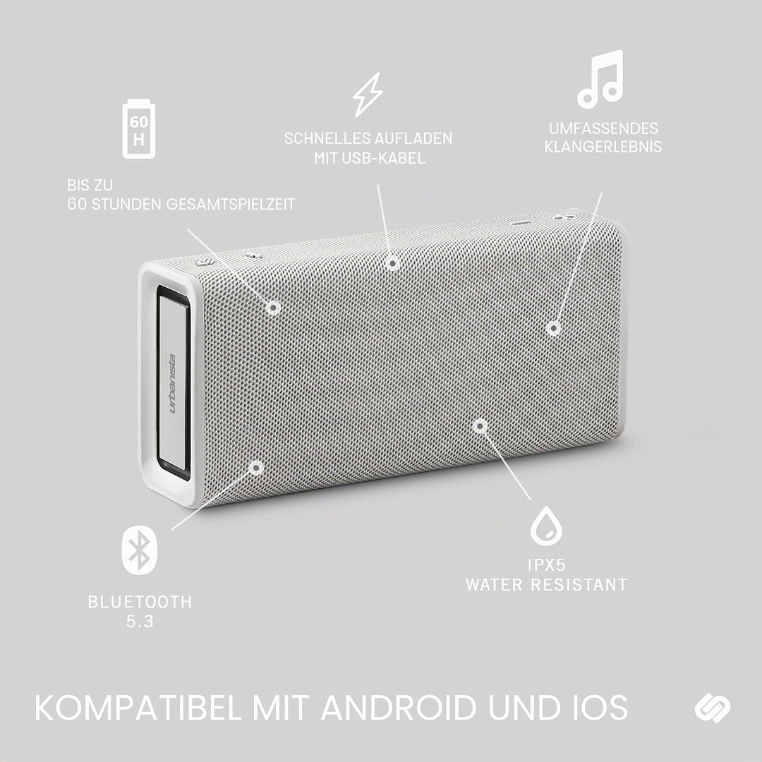 Urbanista Brisbane Plus Bluetooth 5.3 Lautsprecher, tragbarer kabelloser Lautsprecher mit Systemkopp