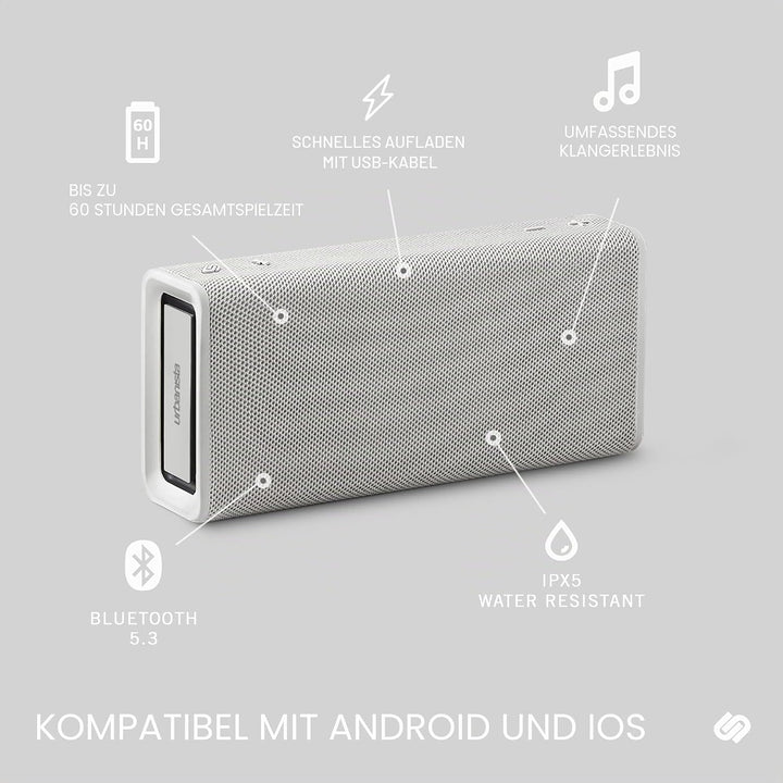 Urbanista Brisbane Plus Bluetooth 5.3 Lautsprecher, tragbarer kabelloser Lautsprecher mit Systemkopp