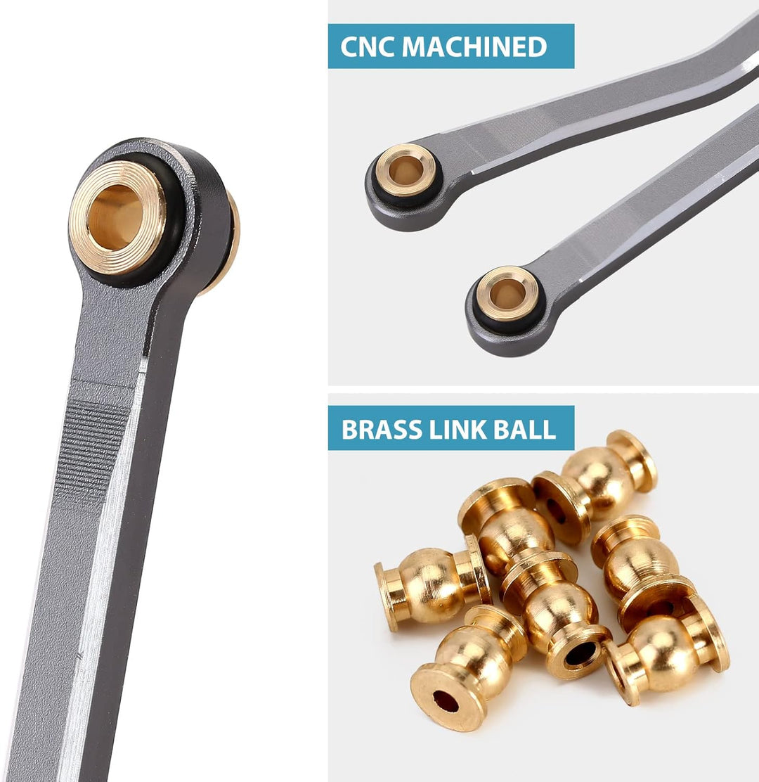 INJORA Hohe Clearance Links CNC Aluminium Link für 1/18 TRX4M Upgrade RC Crawler, Grau, Grau