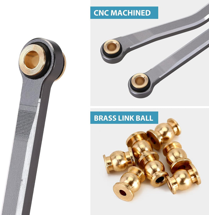 INJORA Hohe Clearance Links CNC Aluminium Link für 1/18 TRX4M Upgrade RC Crawler, Grau, Grau