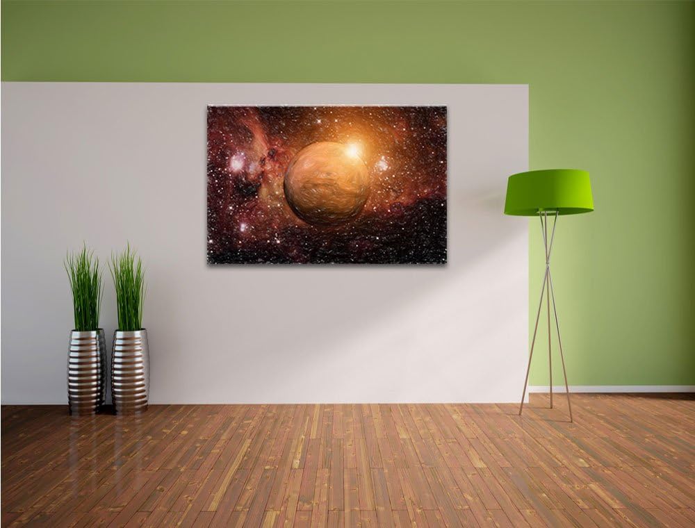Pixxprint Planet Mars im Universum Kunst Buntstift Effekt, Format: 100x70 auf Leinwand, 100x70
