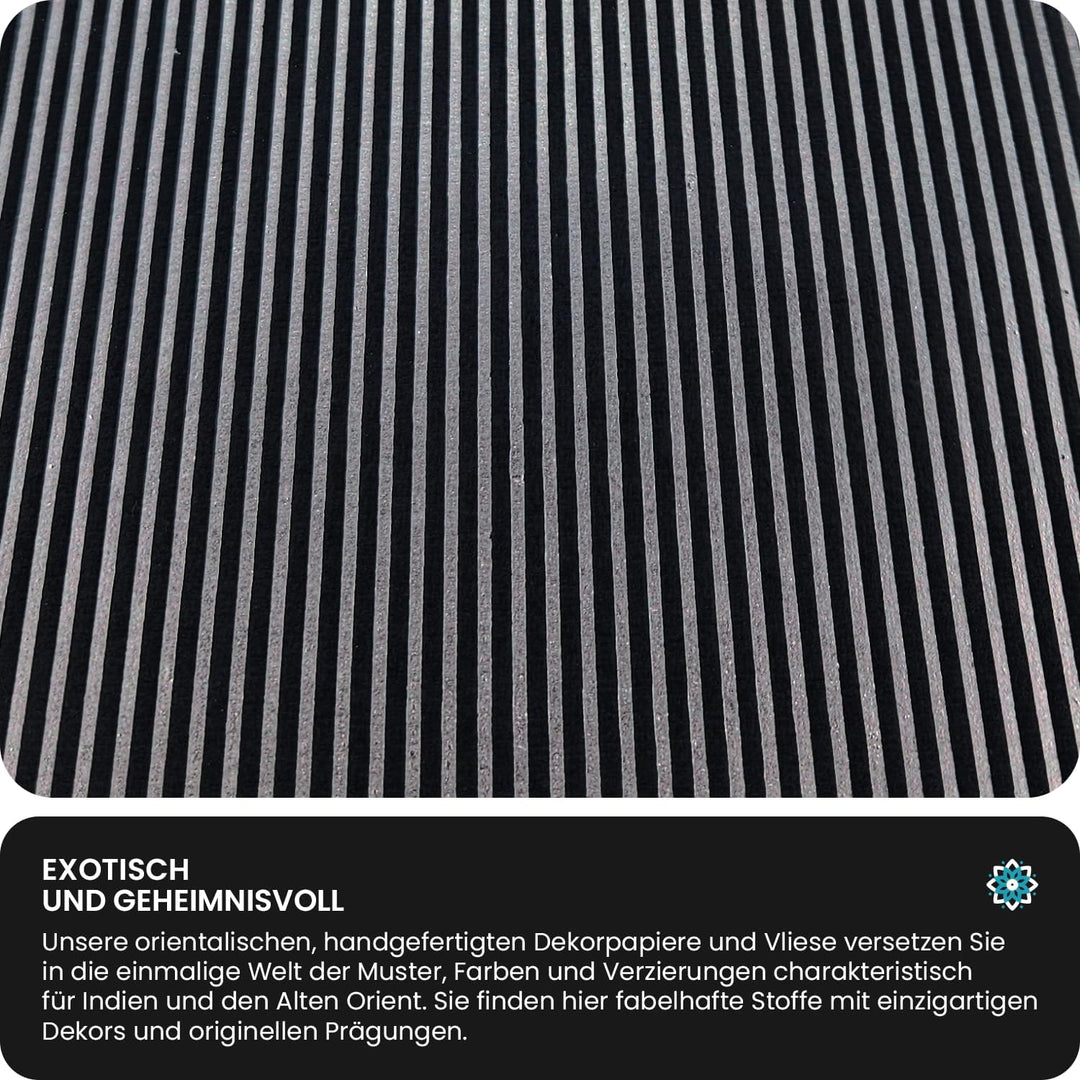 Netuno 50 Blatt Deko-Papier mit Muster 180 x 250 mm 150g Motivpapier Schwarz geprägt mit Streifen in