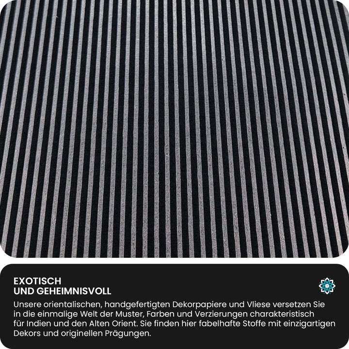 Netuno 50 Blatt Deko-Papier mit Muster 180 x 250 mm 150g Motivpapier Schwarz geprägt mit Streifen in