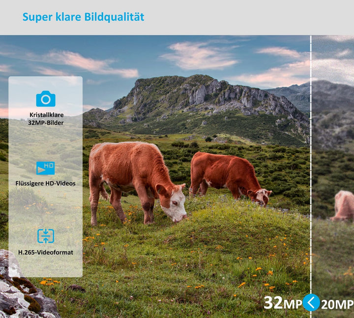 Meidase S960 4G LTE Wildkamera mit Wiederaufladbarem 8000-mAh-Lithium-Akku, Wildtierkamera Handyüber