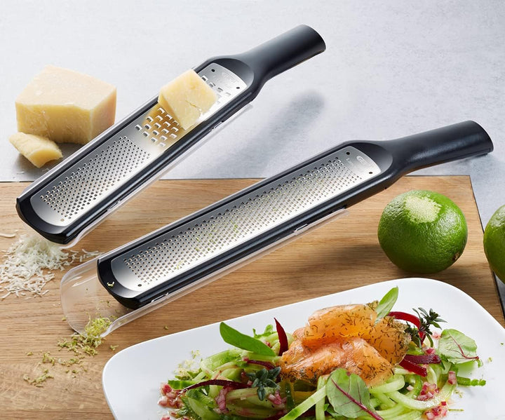GEFU Feinreibe RAFINO mit LASER CUT Klingen | Reibe für Parmesan, Zitrone, Ingwer, Schokolade | Auff