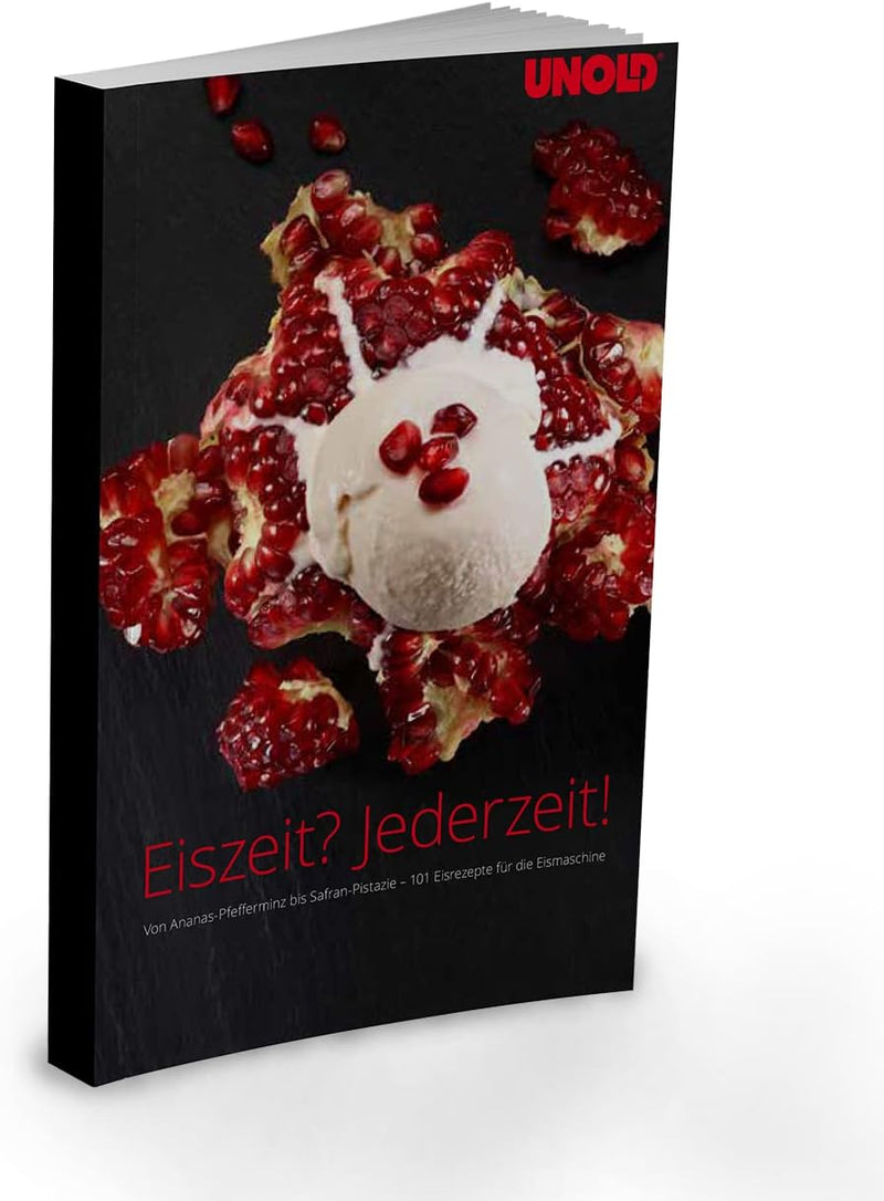 Unold 48972 Eismaschine Exklusiv inkl. Eisbuch mit 101 Rezepten | Speiseeisbereiter 2.0 L, Edelstahl