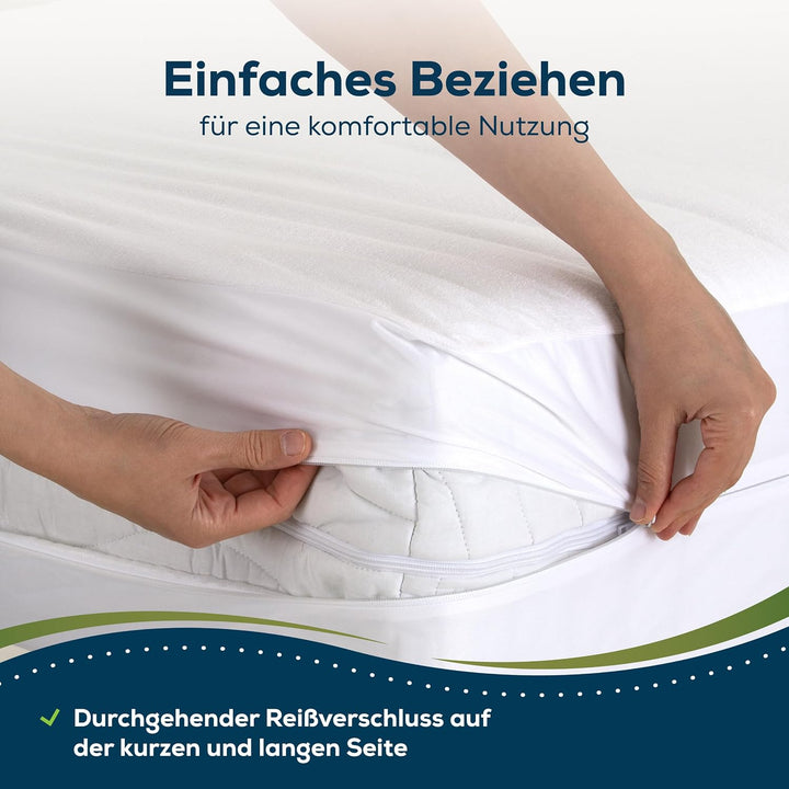Sensalou Matratzenschoner 100 x 200 x 30 cm Wasserdicht und Milbendicht als Rundumbezug gegen Milben