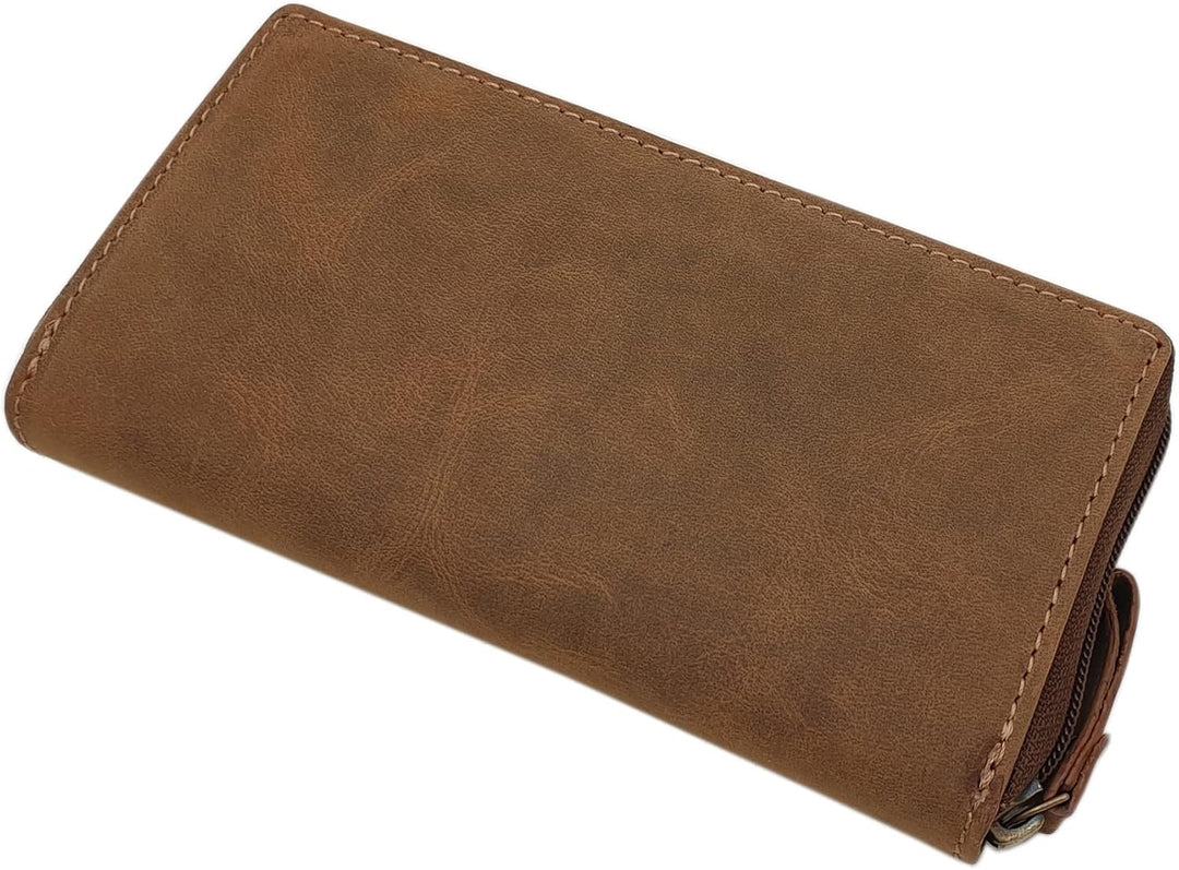 Grosse Büffel-Vollleder Damen Geldbörse/Geldbeutel/Portemonnaie/Geldtasche mit Colibri-Motiv oder oh