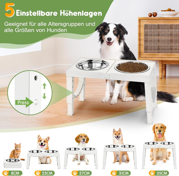 X XBEN Erhöhter Hundenapf, 5 Höhenverstellbar Futternapf für Kleine Mittlere Grosse Hunde, Futtersta