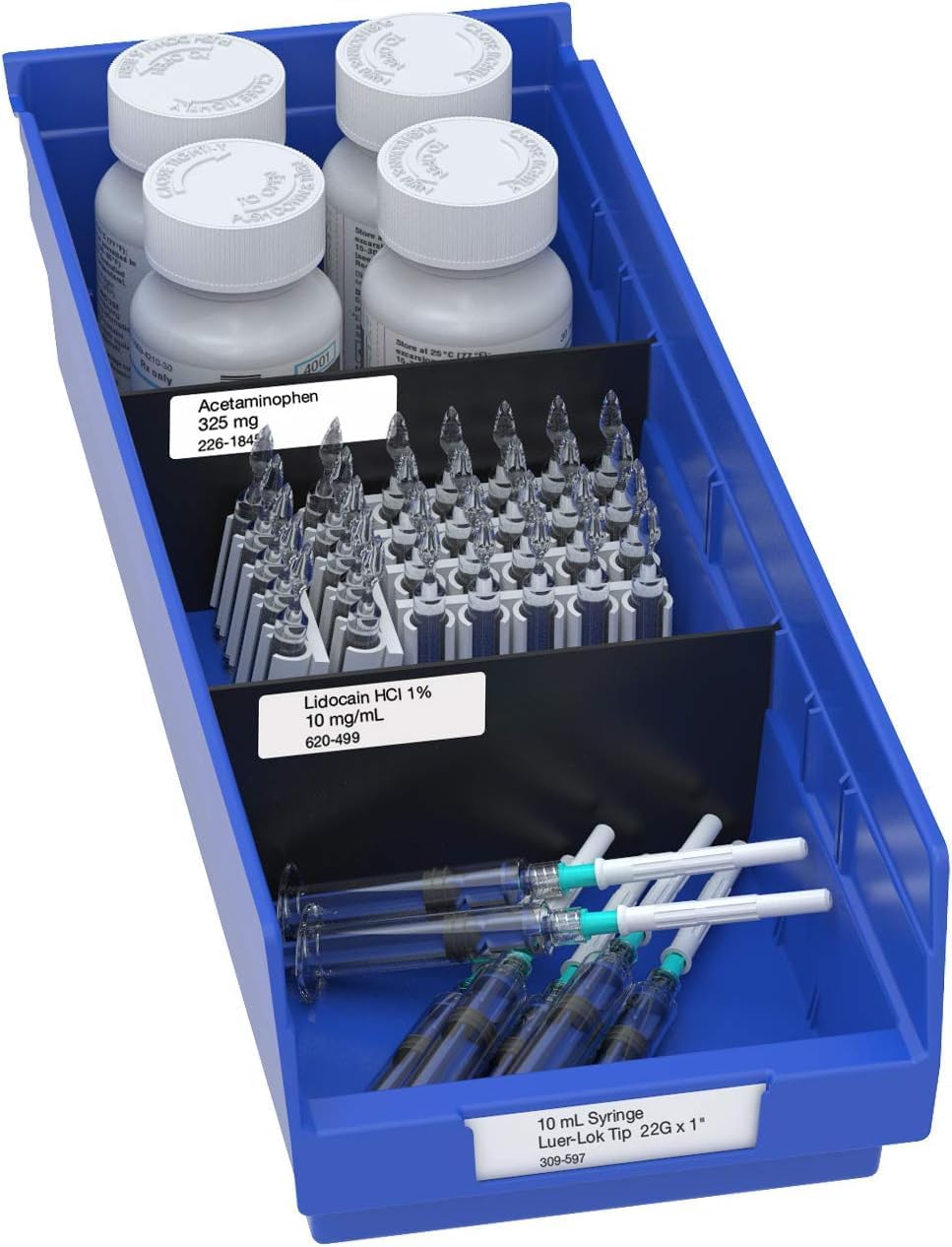 Akro-Mils 40130 Kunststoff-Trennwand für 30130, 30138, 30164 Regaleimer, Schwarz, 24 Stück